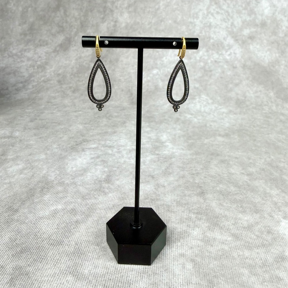 Freida Rothman Teardrop Dangle Earrings 14K Gold over Sterling Silver CZ Accent